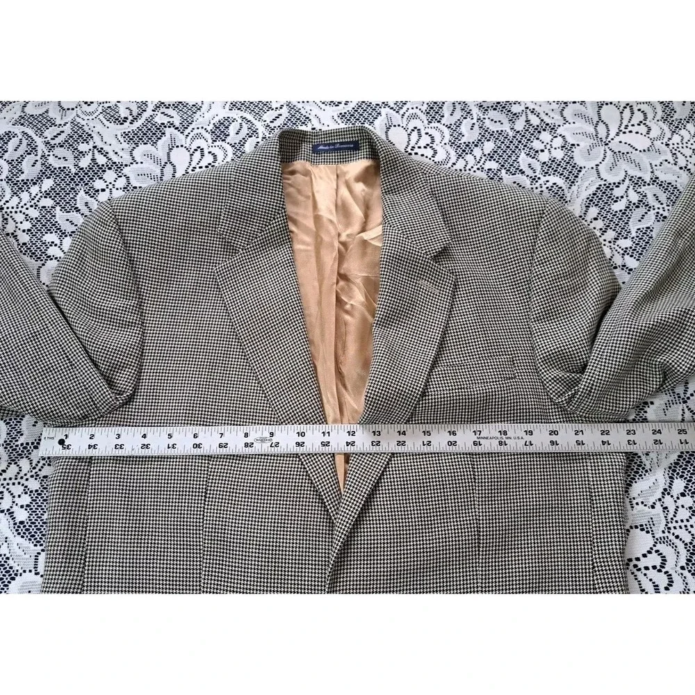 IZOD Sport Coat 42L Houndstooth‎ Pattern Silk Wool Blend Classic Fit 2 Button